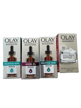Olay Boosters Regenerist Bundle Salicylic Acid Jojoba Oil Serum Collagen Peptide